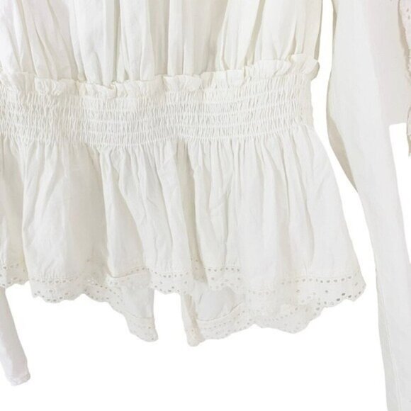 NWT Sea New York Vienne Eyelet Lace Open Back Cotton Blouse White Size 8 - Picture 10 of 15